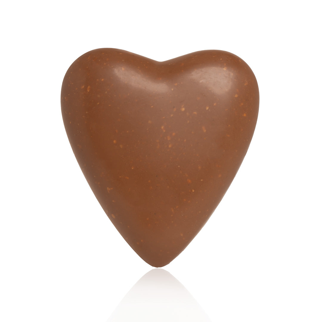 CUORE AL CIOCCOLATO LISCIO CON GRANELLA DI NOCCIOLE PERSONALIZZABILE 600 GR.