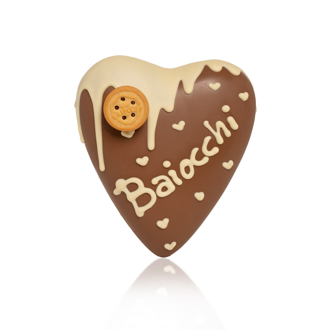CUORE CIOCCOLATO CON BISCOTTI BAIOCCHI ALLA NOCCIOLA E CACAO PERSONALIZZABILE 600 GR.