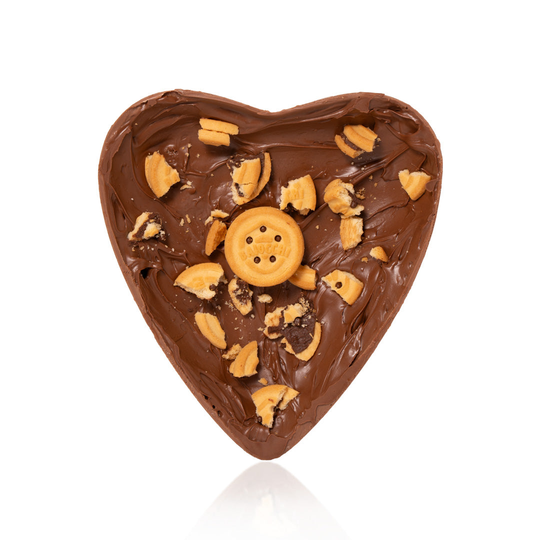 CUORE CIOCCOLATO CON BISCOTTI BAIOCCHI ALLA NOCCIOLA E CACAO PERSONALIZZABILE 600 GR.