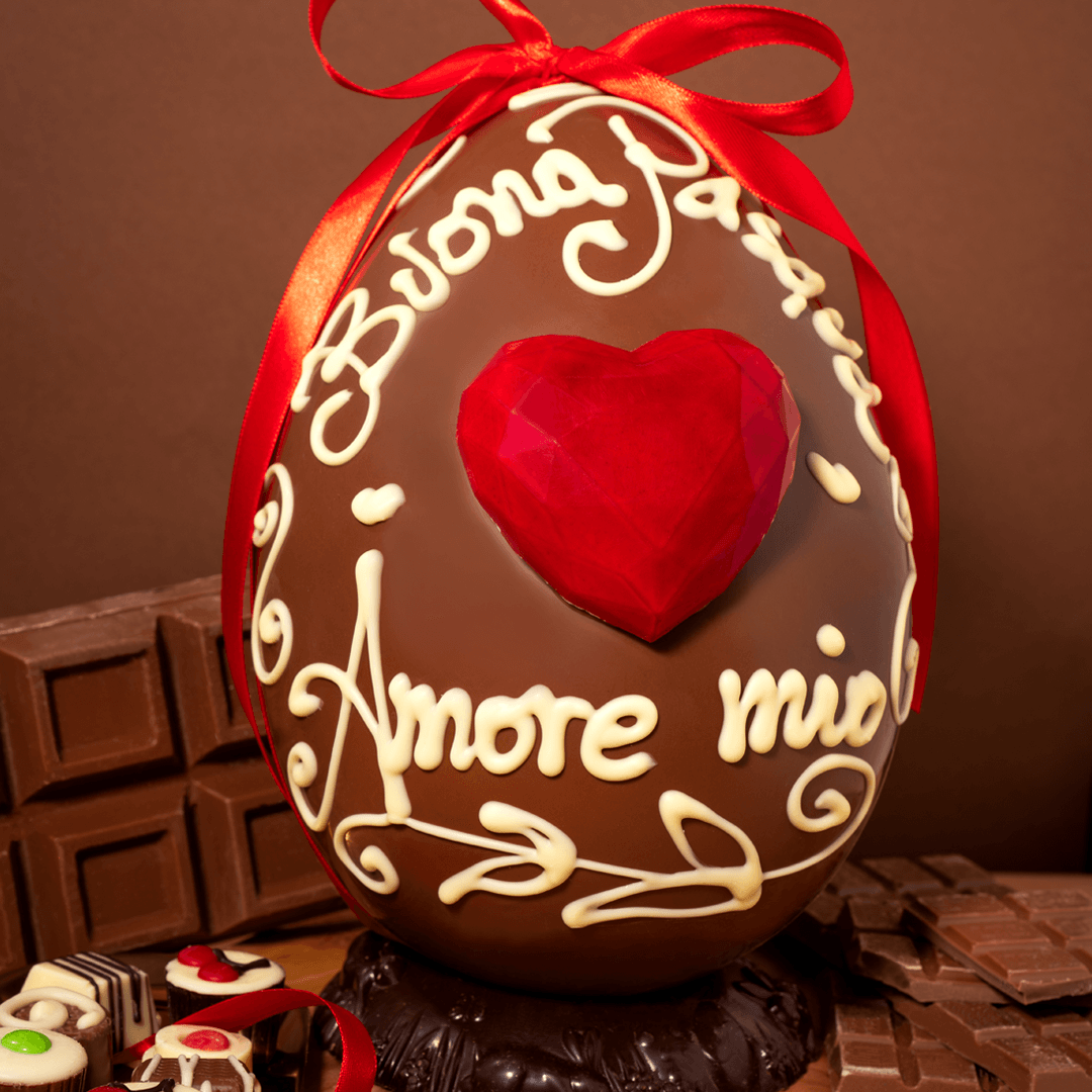 Uovo Cioccolato Artigianale Buona Pasqua Amore Mio Personalizzato GR.600