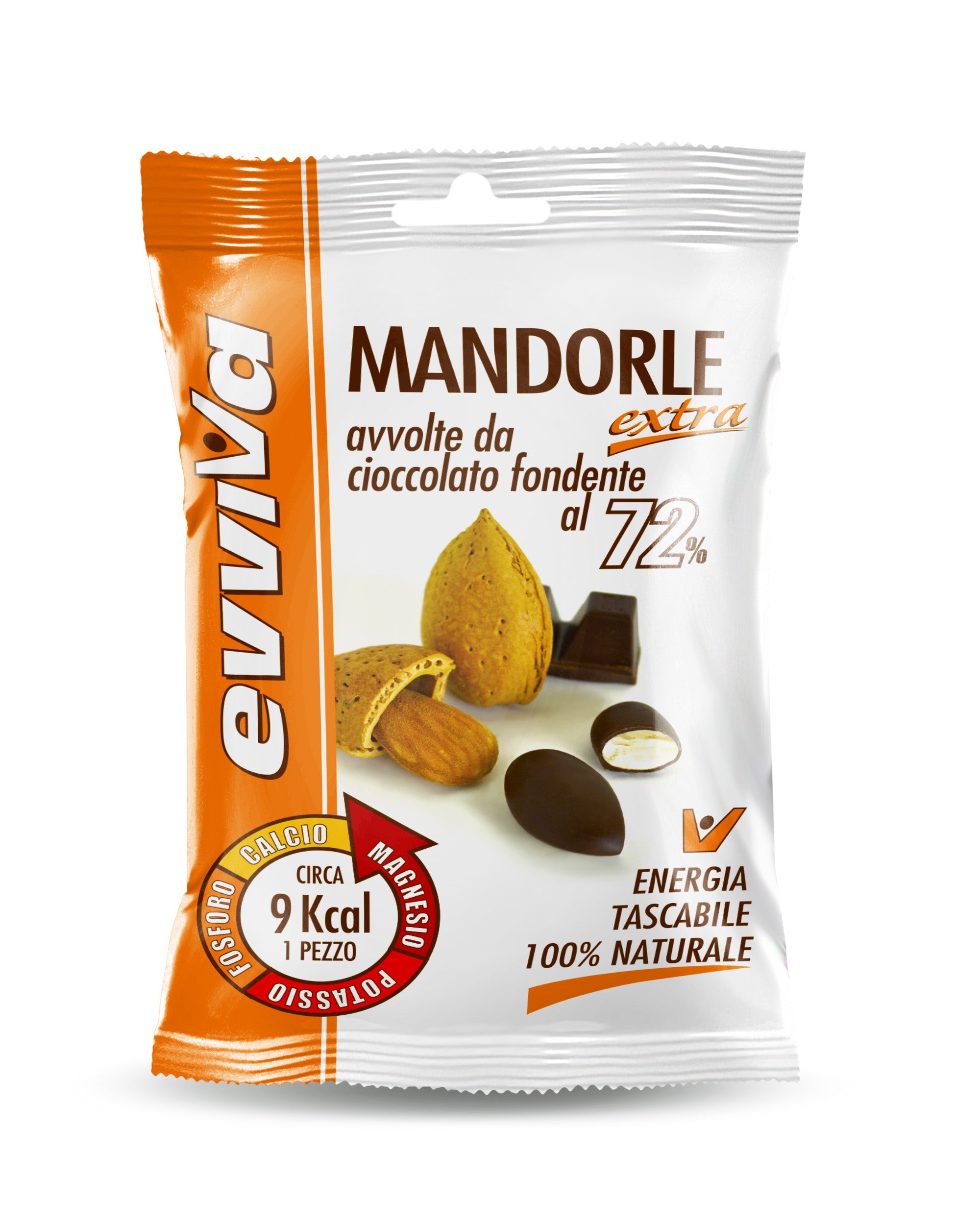 Box Evviva Energy Mandorle ricoperte di cioccolato fondente 12pz
