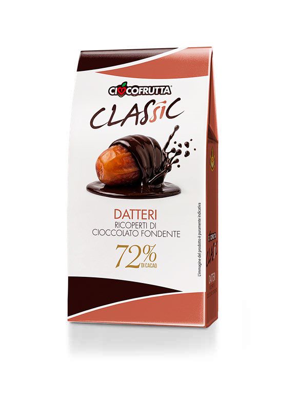 3 pz. Datteri denocciolati ricoperti di cioccolato fondente 100 gr.