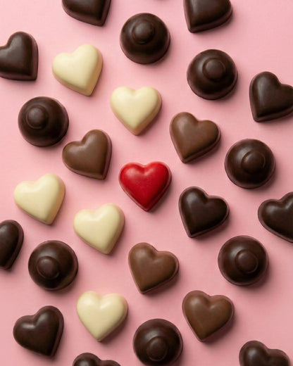 SCATOLA CON PRALINE ARTIGIANALI A FORMA DI CUORE gr.500