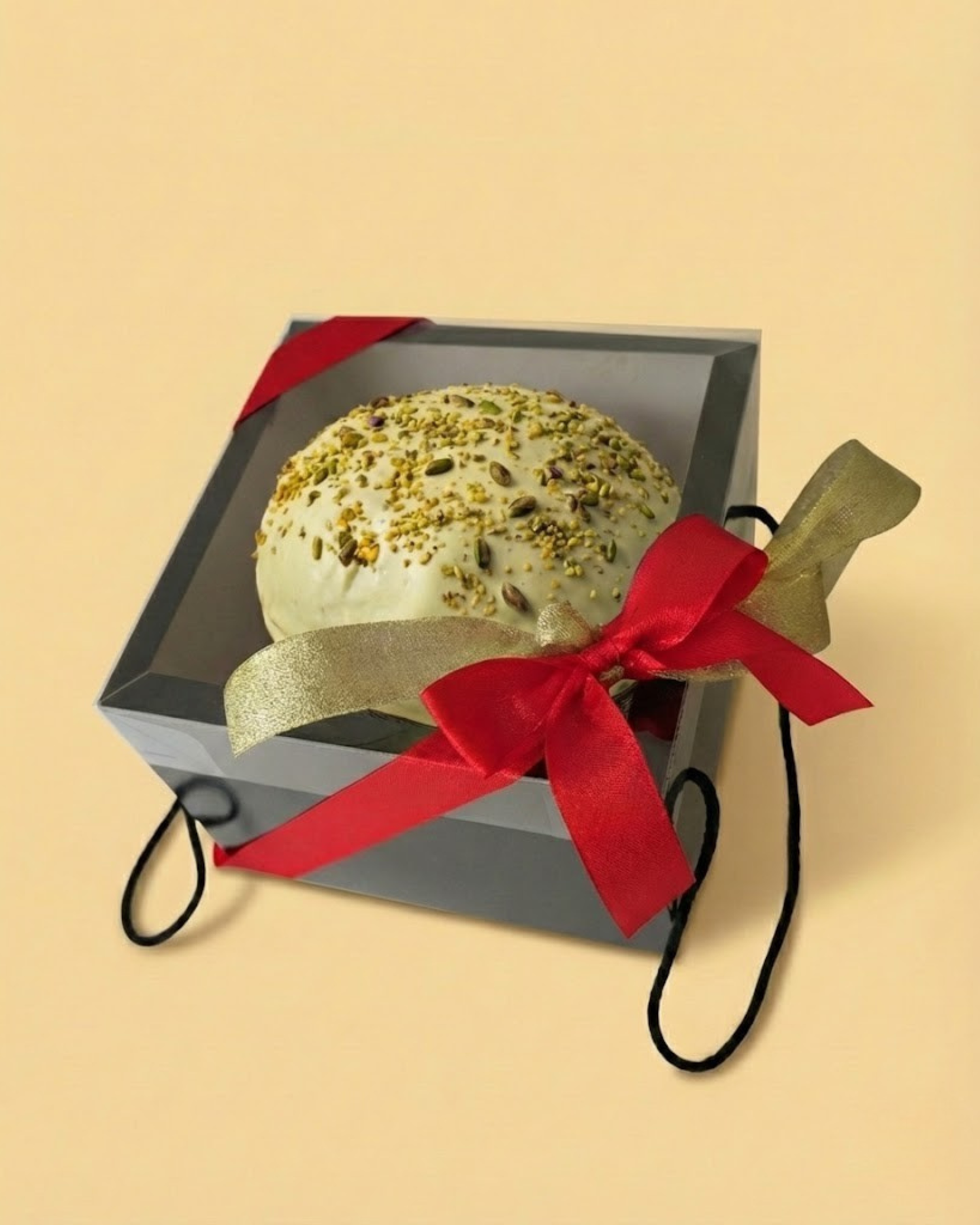 Panettone artigianale con copertura e crema al pistacchio
