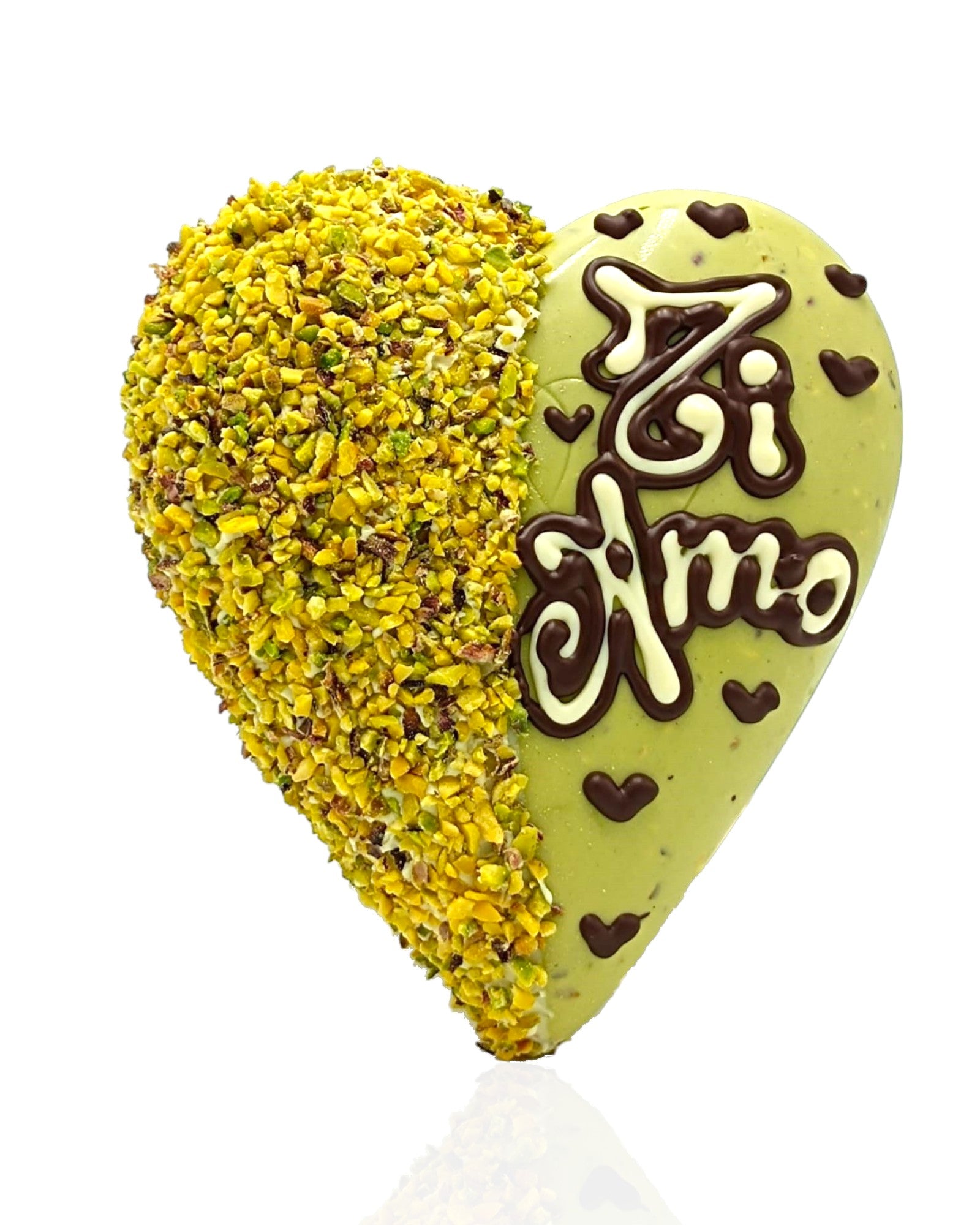 CUORE  PISTACCHIO TI AMO CON GRANELLA PERSONALIZZABILE  500 GR.
