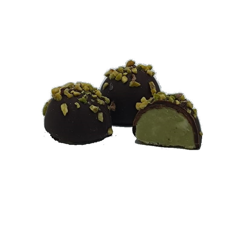 Praline fondente con crema al pistacchio