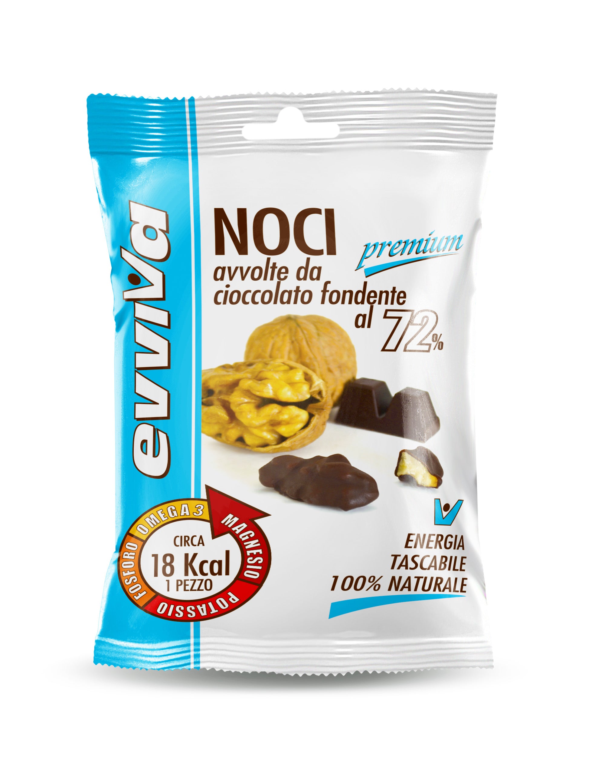Box Evviva Energy Noci ricoperte di cioccolato fondente 12pz