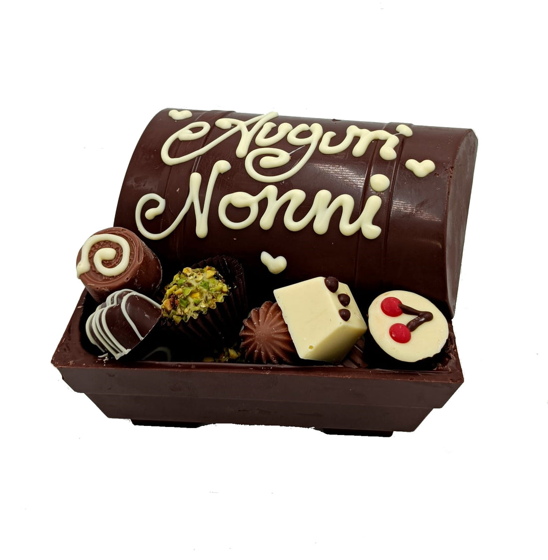 BAULETTO CIOCCOLATO PERSONALIZZATO CON PRALINE RIPIENE